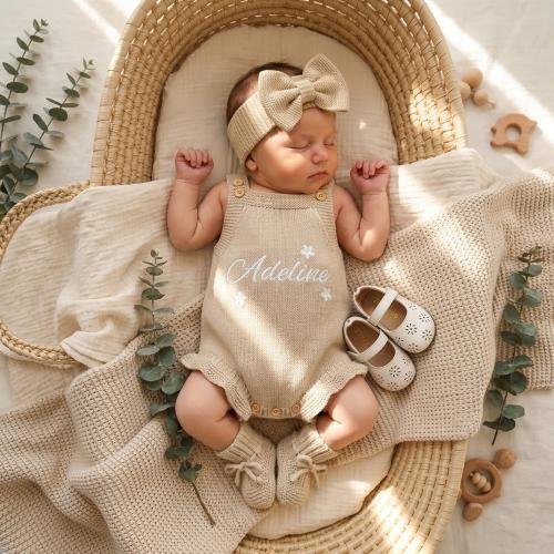 Custom Embroidered Baby Girl Newborn Romper, Bubble Romper, Personalized Newborn Outfit, First Birthday, Cake Smash & Baby Shower Gift