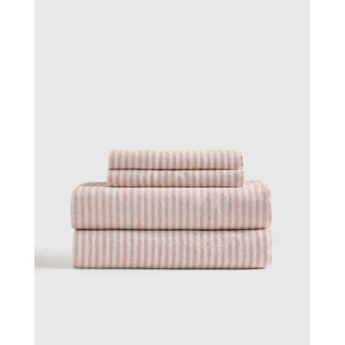 Linen Sheets | Quince in Dusty Mauve/White Stripe