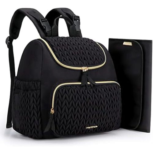 mommore Diaper Bag Small Diaper Backpack Baby Travel Backpacks with Insulated Pockets, Changing Pad, Stroller Straps