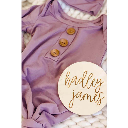 Dusty Purple Bamboo Knotted Gown & Hat