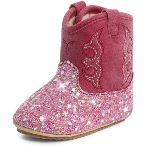 MK MATT KEELY Leather Western Boots Cowboy Bootie Soft Sole Non-Slip Crib Shoes for Baby Infant Toddler Girls Boys Newborn