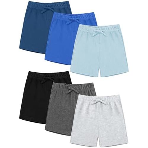 Resinta 6 Packs Unisex Baby Toddler Shorts Baby Cotton Solid Shorts with Drawstring Baby Breathable Soft Summer Clothes