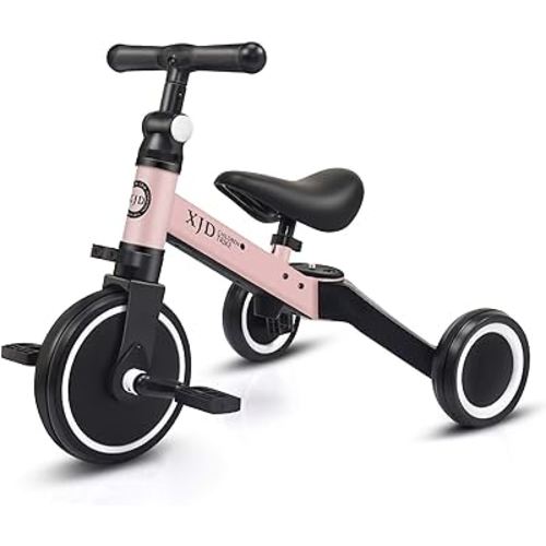 XJD 5 in 1 Toddler Bike, Tricycle for Toddlers 1-3 with Adjustable Seat Height, Removable Pedals, Ideal Balance Bike Birthday Gifts and Toys for Boys and Girls