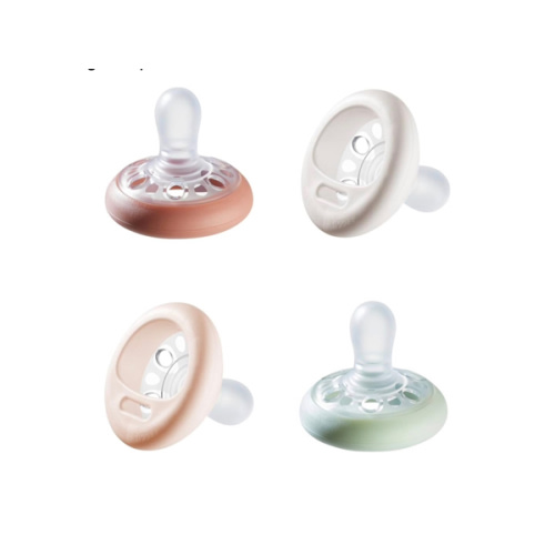 Tommee Tippee Breast-Like Pacifier, 0-6 Months, Symmetrical Design, Natural Breast-Like Baglet, BPA-Free Binkies, Rose/Green/Cream, Pack of 4