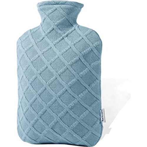 FORICOM Fuzzy Hot Water Bottle with Soft Cover, Sweater,Hot Water Bags for Pain Relief 2Liter,Heat Pad,Hot and Cold Therapy,Menstrual,Bpa Free(Sky Blue)