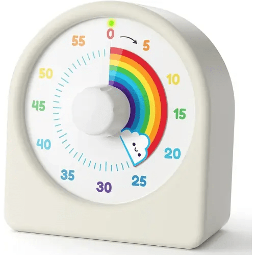 LIORQUE 60 Minute Visual Timer for Kids, Rechargeable Visual Countdown Timer for Classroom with 'Rainbow' Design, Desk Timer Clock with Silent Operation, Time Management Tool for Teaching Office