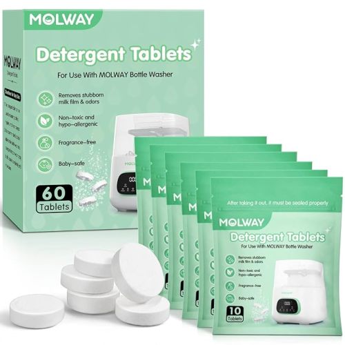 120 PCS Detergent Tablets, Detergent Washing Tablets for MOLWAY, Momcozy, GROWNSY, Baby Brezza Bottle Washer, Remove Milk Residue & Odor, for All Baby Bottle Washers