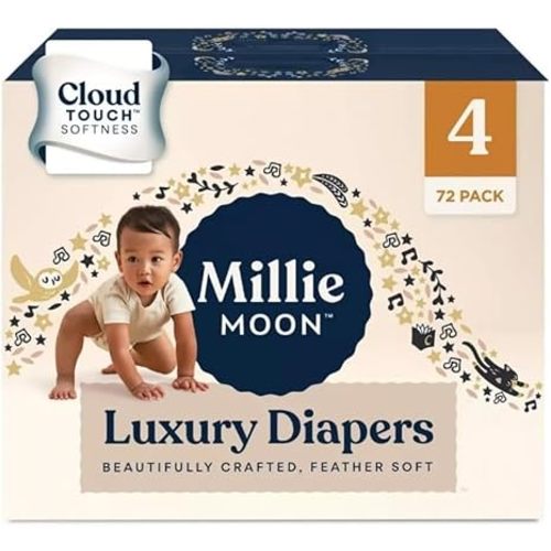 Millie Moon Diapers Sizes 1-6 Luxury Diapers COUCHES DE Luxe (Choose Size) (Size 4-72 Diapers (22lbs-33lbs))