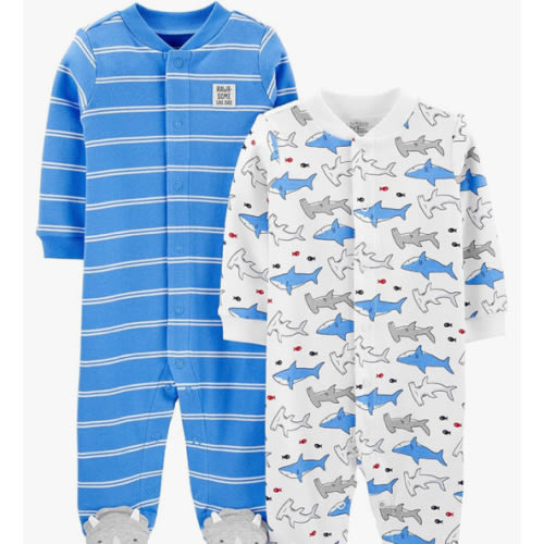 Simple Joys by Carter's baby-boys 2-way Zip Thermal Footed Sleep and Play, Pack of 2