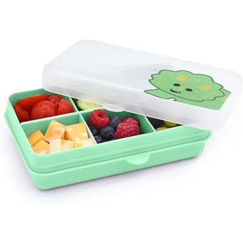melii Mini Snackle Box – 6 Compartments, Divided Snack Container, Food Storage for Kids and Adults, Removable Dividers, Arts & Crafts, Beads, BPA-Free, Dinosaur