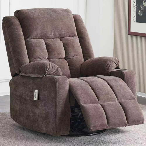 Sfxingyou Power Swivel Recliner Massage Chair, USB and Type-C Ports, Glider Chairs Living Room,Coffee