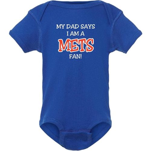 Curiositees My Dad/Grandpa/Uncle Says I am a Mets Fan Baby Boy Bodysuit Outfit - Royal