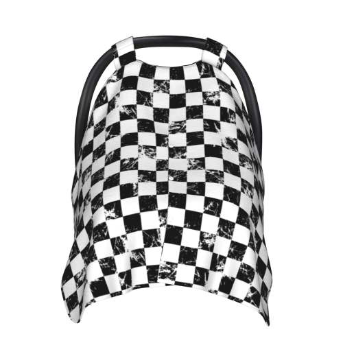 Car Seat Cover Baby - Creative checkered black white Breathable Infant Car Seat Cover for Baby Carseat, Lightweight Comfort Baby Essentials Must Haves Newborn Stuff for Girl Boy