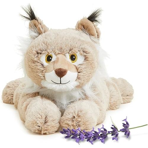 warmies Microwavable & Weighted Stuffed Animals, Bob Cat - Heated Stuffed Animal Plushie for Warmth & Comfort - Cute Soft Plush Toys for Boys, Girls, Babies & Toddlers