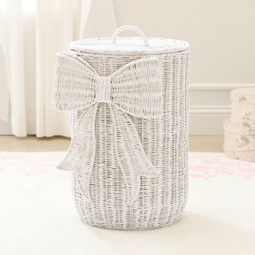 LoveShackFancy Woven Bow Lidded Hamper (18"x 26")