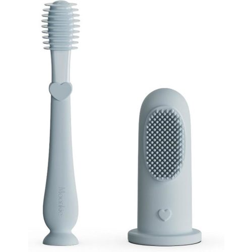 Moonkie Baby Finger Toothbrush Tongue Oral Cleaner Kit for 3 Months +, 3 Pcs (Blue/Mint/Blue)