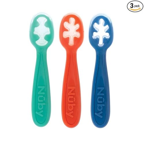Nuby Baby's First Spoons Set (3-Pack) - First Stage Self-Feeding Spoons for Baby Led Weaning - Utensils for Babies and Toddlers - 6+ Months