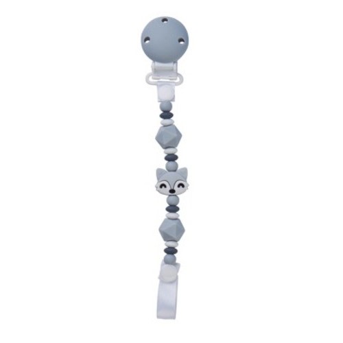 SARO "Foxy" Silicone Pacifier Clip Holder - Gray: BPA-Free Baby Teether Chain & Soother Clip