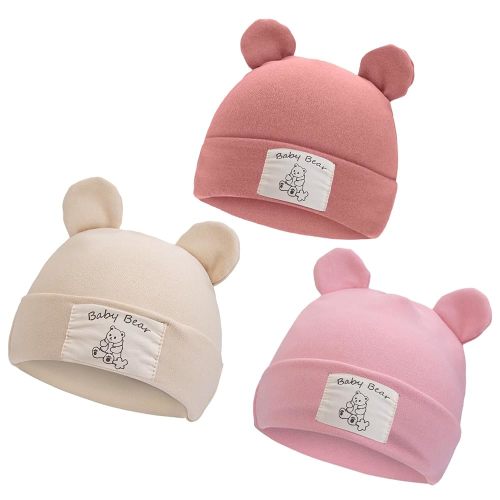 KIDOCHEESE Gorros de bebé para niña, gorro con orejas de oso para niños, sombreros de otoño e invierno, gorras cálidas