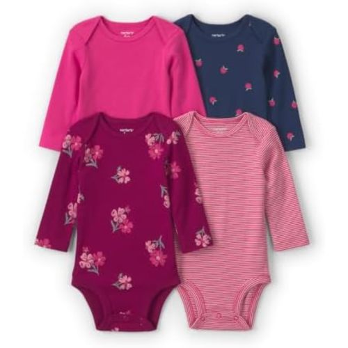 Carter's Baby Girls' 4-pack Long Sleeve Bodysuits