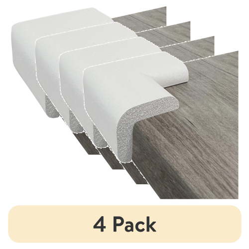 (4 pack) KidKusion Foam Rubber Corner Guards, for Sharp Corners, Table, Desk, 4.0 CT, White, Toddler