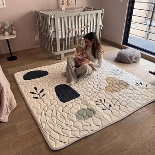 MioTetto Baby Mat for Floor, 73" x 73" Playpen Mat, Thick Soft Foam Padding Baby Play Mat, Portable Quilted playmat -Washable Baby Floor Play mat, Non-Slip Play Mat for Babies & Toddlers