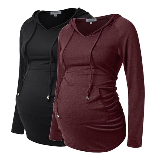 GINKANA Maternity Hoodie Long Sleeves Shirts Casual Maternity Top Pregnancy Sweatshirt Casual Clothes