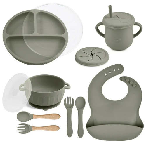 Little Manta Silicone Baby Feeding Set - Green