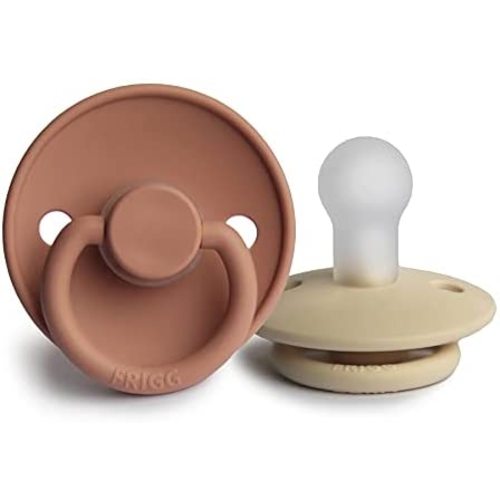 FRIGG Silicone Baby Pacifier | Made in Denmark | BPA-Free (Rose Gold/Sandstone, 0-6 Months)
