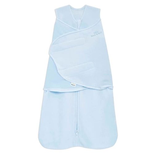 HALO Micro-Fleece Sleepsack Swaddle, 3-Way Adjustable Swaddle Blanket for Newborn and Infants, TOG 3.0 for Cold Climates, Hip Healthy, Baby Blue, Small, 3-6 Months