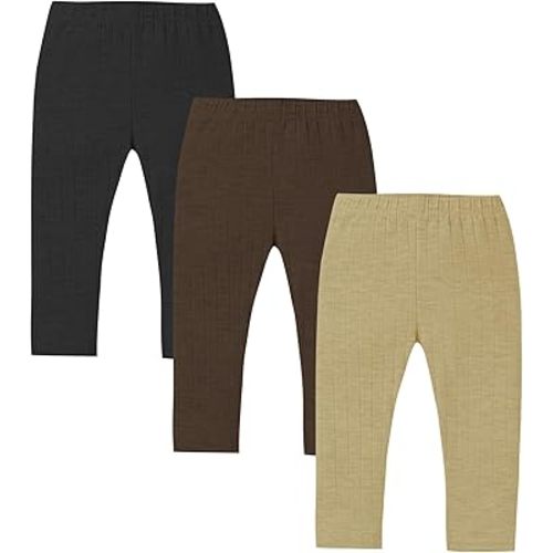 3 Pack Baby Girl Pants Soft Ribbed Leggings for Toddler Girl Newborn Cotton Bottoms Casual Playing Pull On Sweatpants