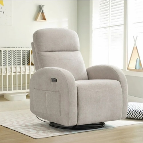 Aemeios Swivel Chenille Rocker Glider Power Rocking Recliner with USB and Type-C Ports, Camel | Walmart.com