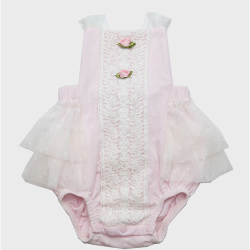 Girl's Grace Tiered Tulle Bubble Romper, Size Newborn-24M