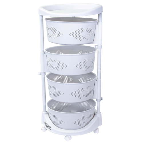 Octopus 360 4 Tier Rolling Cart Kitchen Organization Plastic Rotating Fruit Basket Teacher Classroom Supplies Organizer Makeup Storage Hair Salon Trolley Swivel Lockable Wheels Bar