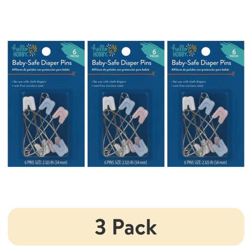 (3 pack) Hello Hobby Baby-Safe Diaper Pins 6 Count