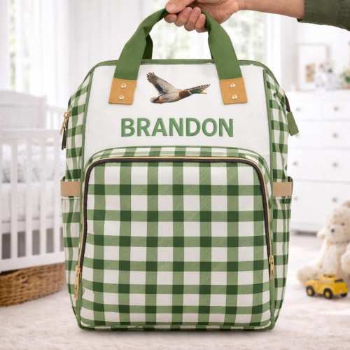 Mallard Duck Diaper Bag for Baby Boy | Personalized Backpack | Custom Color & Font | Hunting Nursery Gift