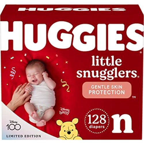 Baby Diapers Size Newborn (up to 10 lbs), 128ct, Huggies Little Snugglers