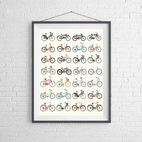Bicycle Poster - Vintage Bicycles - Road Bikes & Cruisers - Bike Poster - Bike Art - Bicycle Print - Schwinn - Wall Art