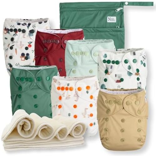 Nora's Nursery Cloth Diapers | 7 Pack | Waterproof,Reusable and Washable