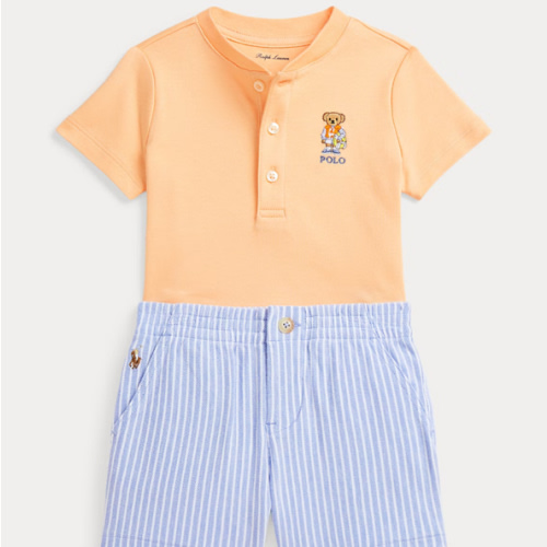 Polo Bear Henley Shirt & Mesh Short Set