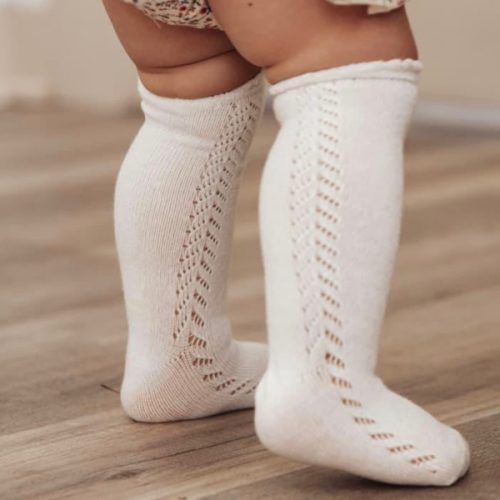 French Lace Knee High Baby Socks – Olive and Cradle