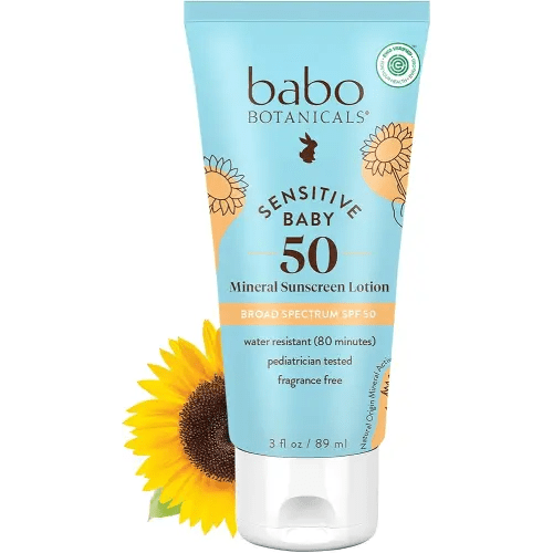 Baby Mineral Sunscreen Lotion SPF50 - Natural Zinc Oxide - Face & Body - Fragrance-Free - Water-Resistant - EWG Verified - Vegan - Extra Sensitive Skin - For Babies & Kids