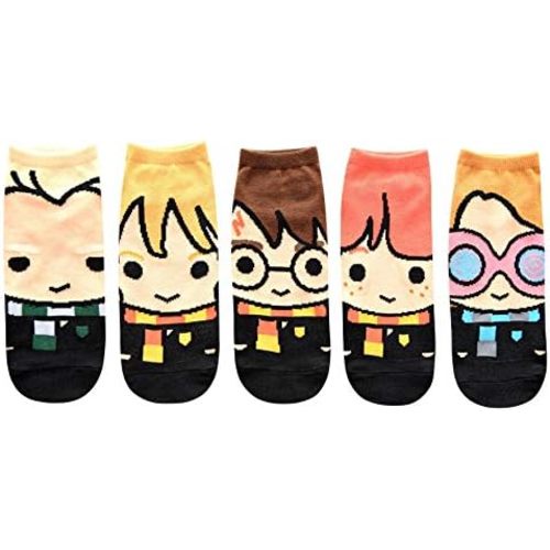 Harry Potter Women's Cute Chibi Character Art 5 Pack Ankle Socks
