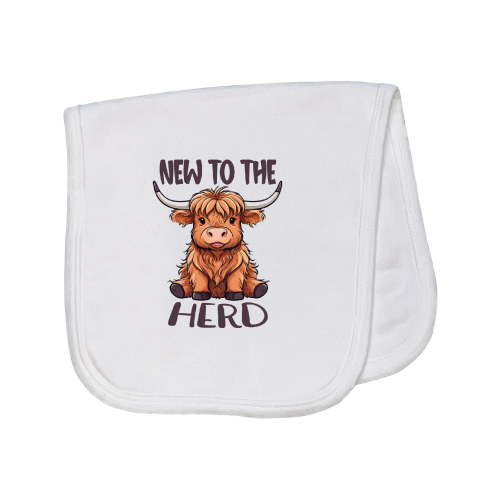 Inktastic New to the Herd Highland Cow Baby Burp Cloth