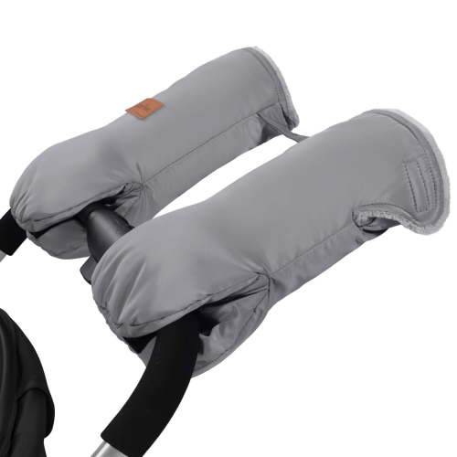 Zooawa Stroller Gloves, Universal Stroller Hand Muff with Warm Polar Fleece, Stroller Gloves with Vel-cro Design, Waterproof and Snowproof Stroller Mittens for Stroller Accessories, Gray