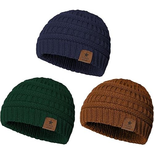 Durio Unisex Baby Beanie - Soft & Warm Knit Infant Winter Hat, Stretchy Cap Fit for Newborn to Toddler Girls Boys 6-36 Months