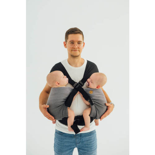 LennyTwin Carrier, Standard Size, herringbone weave 100% cotton - LITTLE HERRINGBONE OMBRE GREY