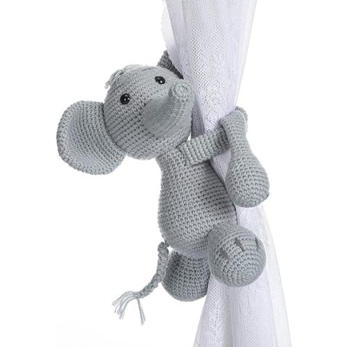 Moukeren Safari Animals Curtain Tie Back Elephant Shape Curtain Tie Back Jungle Animal Decor Accessories for Themed Bedroom Window Home Office (Right)