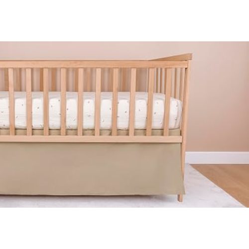 Brown Crib Skirt Neutral, Baby Crib Skirt Girl Boy, 52"x28" with 15" Drop Crib Bedskirt, Cotton Bed Skirt, Oeko TEX Certified Cribs Dust Ruffle, Crib's Accessories Boy Girl (Brown Bedskirt)