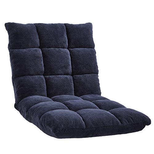 Amazon Basics Adjustable 14-Position Memory Foam Floor Chair with Back Support, Portable, 41.3"D x 21.3"W x 6"H, Navy